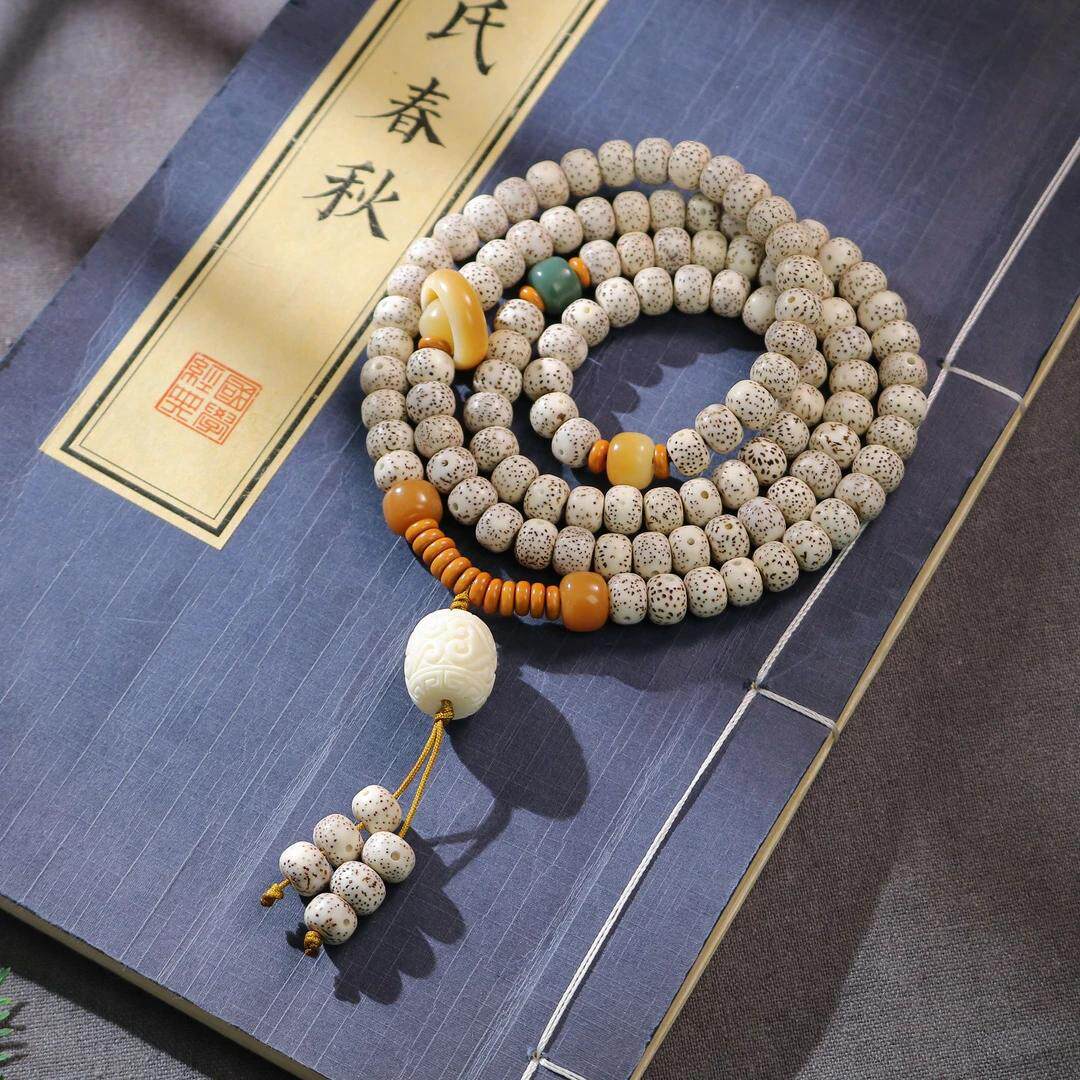 梦奢雅菩提手串海南星月108颗顺白正月大留白高密文玩佛珠男女款