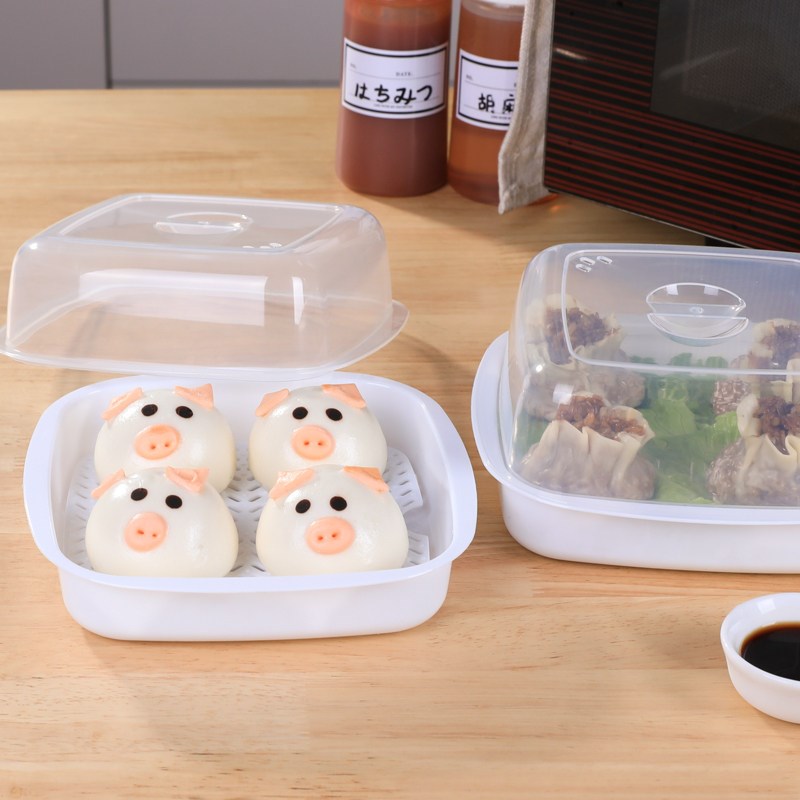 日本进口微波炉专用盒食品加热盒蒸馒头保鲜容器塑料微波炉蒸饭碗图片
