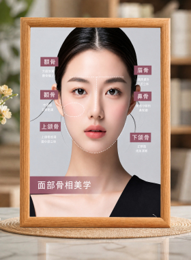 面部骨相美学装饰相框美容院医美机构咨询室桌面实木摆台
