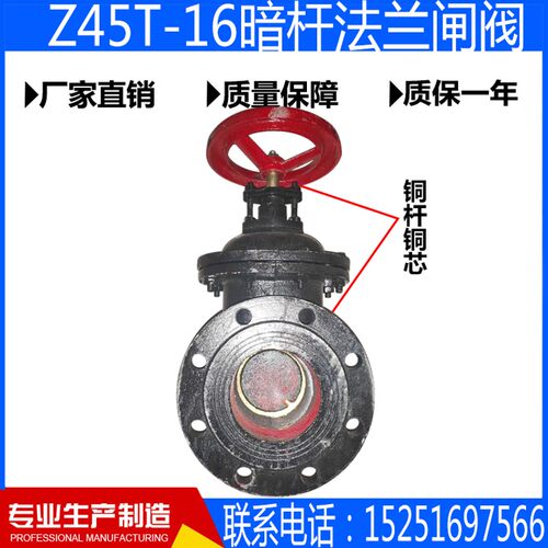 Z45T-16暗杆铸铁法兰闸阀铜芯杆手动闸板阀DN40 50 65