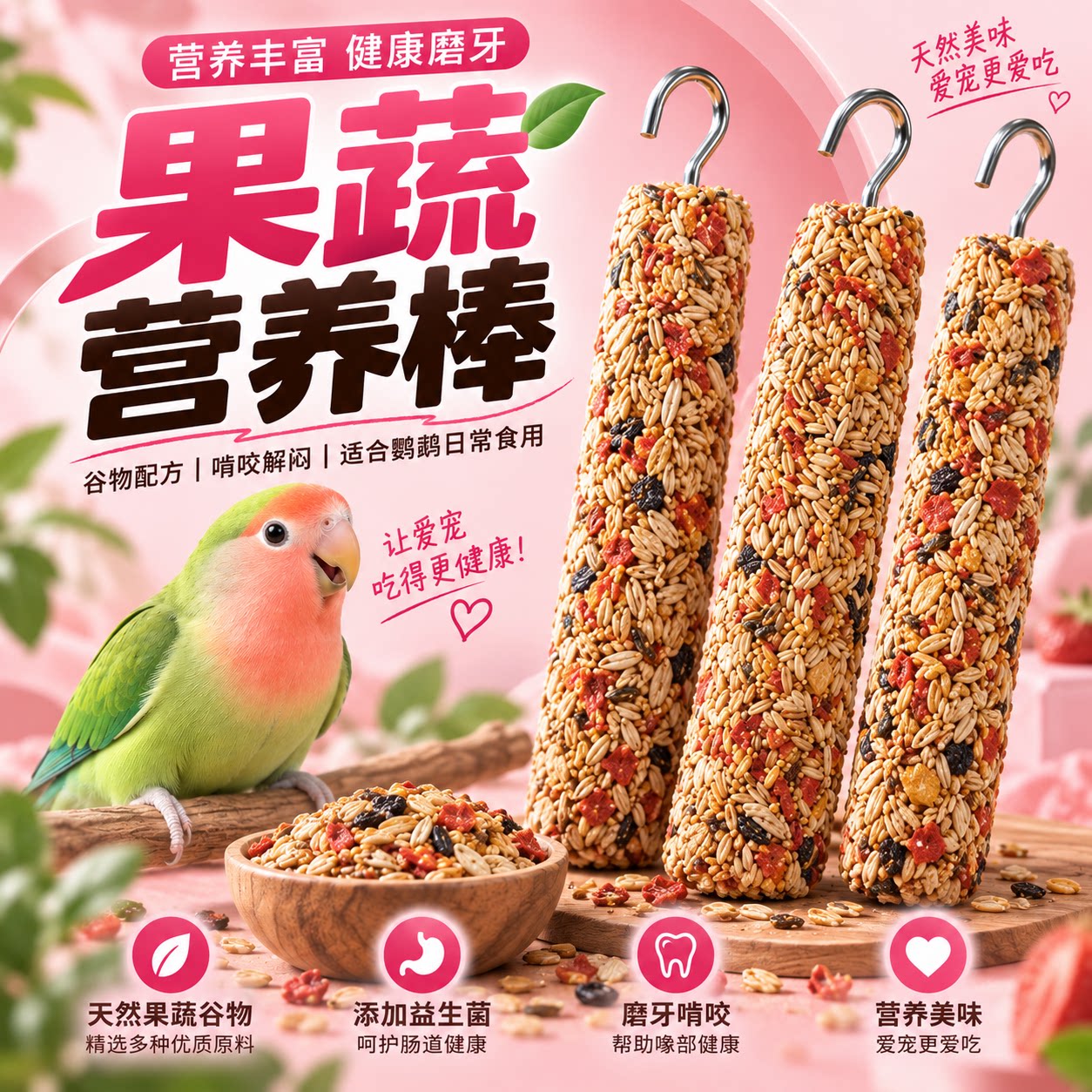 【磨喙健齿鹦鹉磨牙棒】0胶水