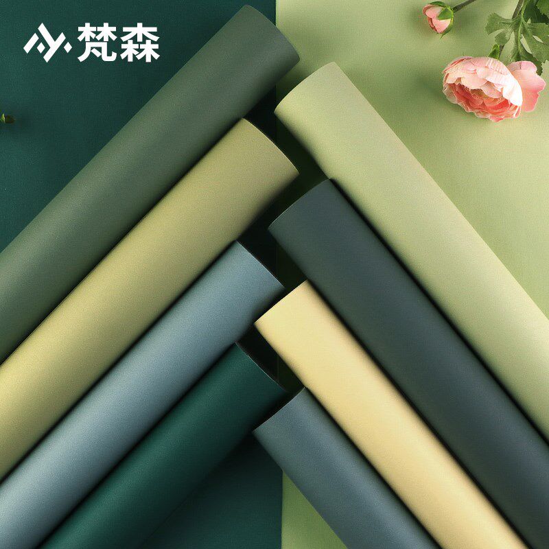 墨绿色无卧布复古绿色牛油果绿壁纸纺室墙纸2024新款粘自非橄榄绿
