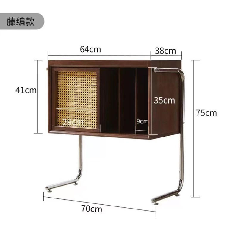 北欧实木书柜杂志柜简约现代储物柜F复古色客厅沙发小边柜收纳柜