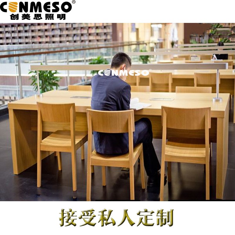 LED图书馆桌面阅览灯双脚灯固定安装I阅读室书桌长条办公照明灯架图片