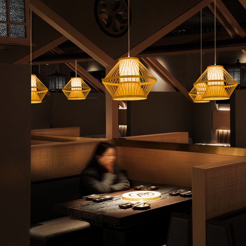 东南亚竹艺创意榻榻米民宿书房卧室床G头日式客厅饭店吧台餐厅吊