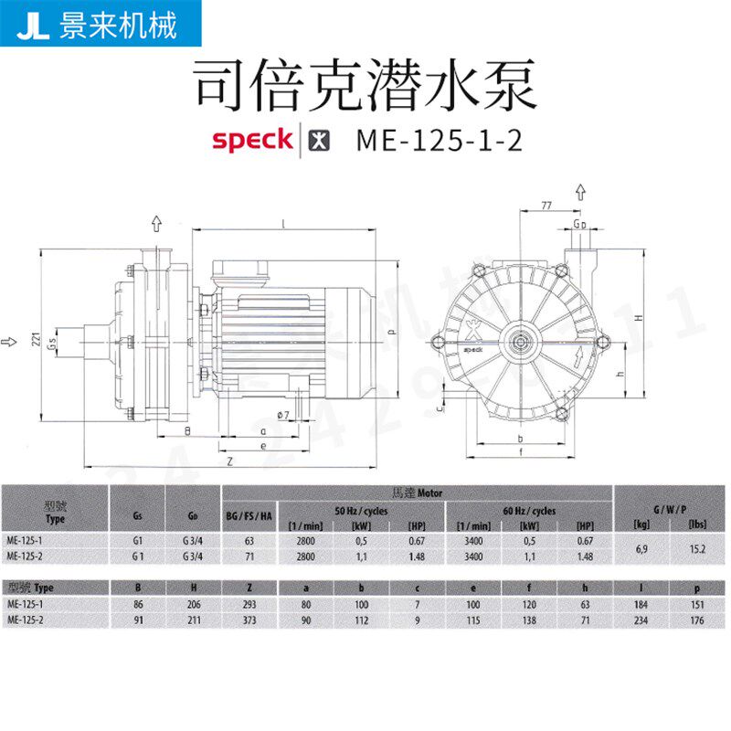 德国SPECK司倍克ME-125-1-21离心泵水泵