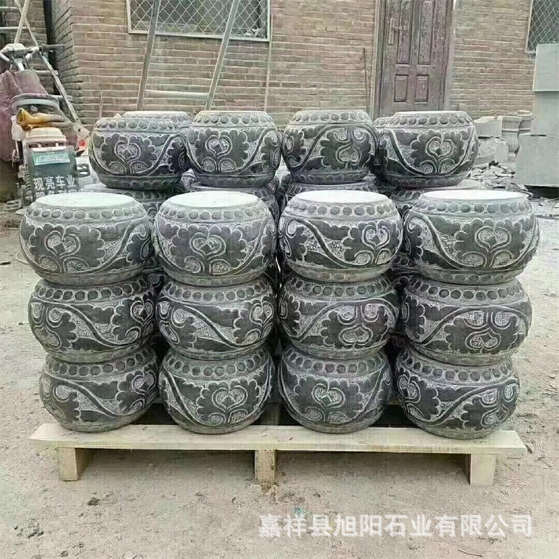 石雕柱墩石景区柱子柱墩石园林雕刻圆形柱顶石大理石柱脚底座石墩