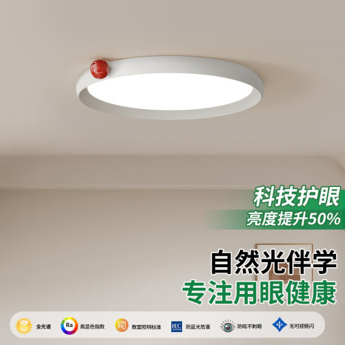 奶油风家用卧室护眼吸顶灯新款现代简约房间书房全光谱中古风灯具