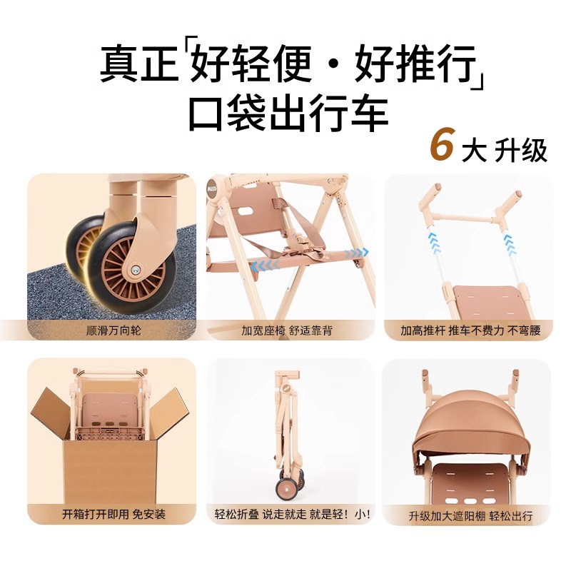 米蓝图儿童遛娃神器小宝宝四轮y手推车可折叠小巧便遛娃高景观遛