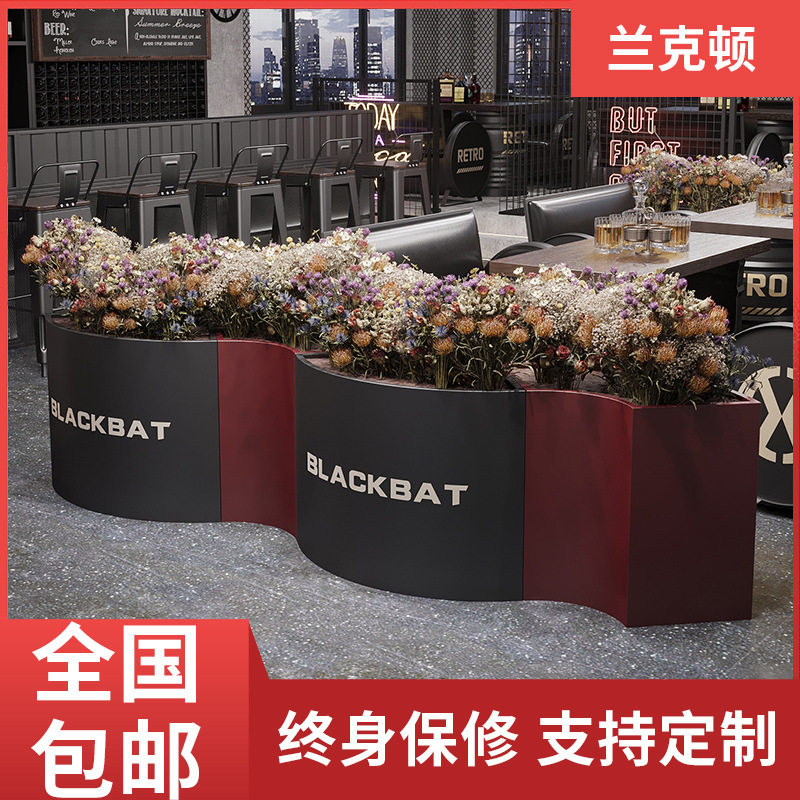 工业风户外铁艺花箱景观花架大型树箱广场花坛室外花槽圆形大花钵