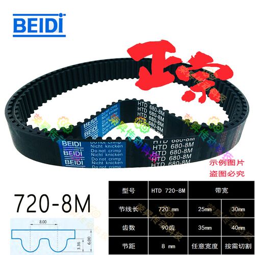 贝递BEIDI 8M同步带90齿数控机床皮带8M720绣花机皮带HTD 720-8M