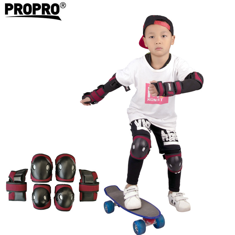 PROPRO轮滑儿童防护旱冰 极限滑板护具套装护手护肘护膝6件套