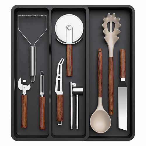 TEMU新款Expandable Utensil Tray 扩展餐具收纳盒家用亚马逊