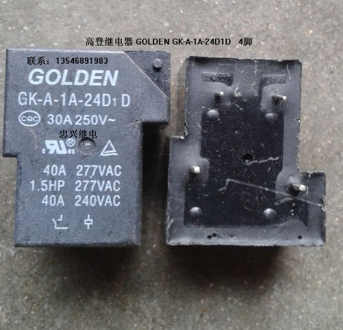 高登继电器 GOLDEN GK-A-1A-24D1D 散新 24VDC 4脚 GK-A-1A-24D