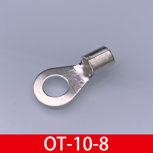 OT10-8 冷压接线端子O型圆形裸端头铜线鼻子镀银接线耳 1000只