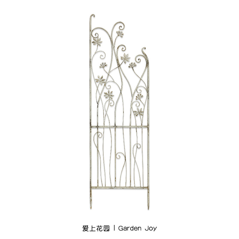 爱上花园 花园杂货 铁艺铁线莲爬藤架 做旧白花藤叶铁艺栅栏花架
