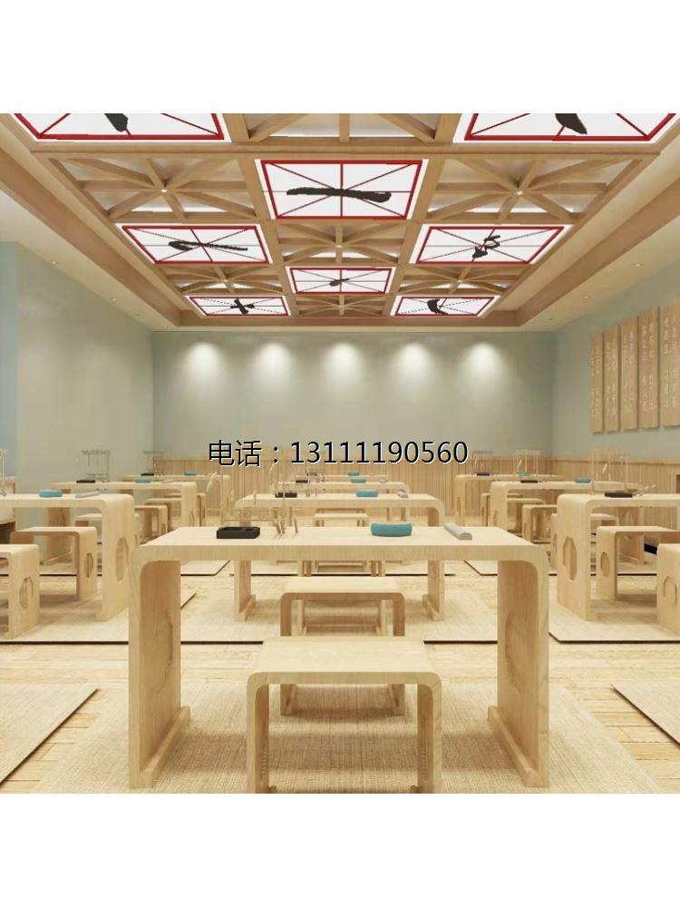 古琴桌凳共鸣琴桌实木国学桌书法桌子新中式围棋培训班教室课桌椅