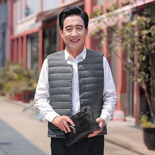 秋冬父亲男士中老年羽绒马甲爸爸背心圆领内胆通勤休闲轻薄短外套