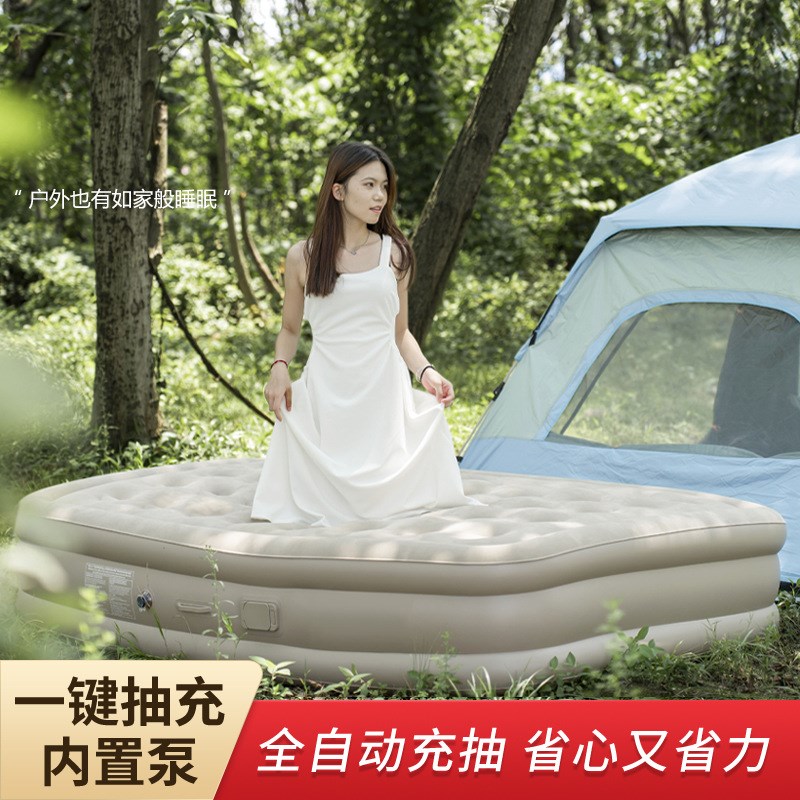 充气床家用午休气垫床户外露营休闲打地铺加高加厚单人双人自动充