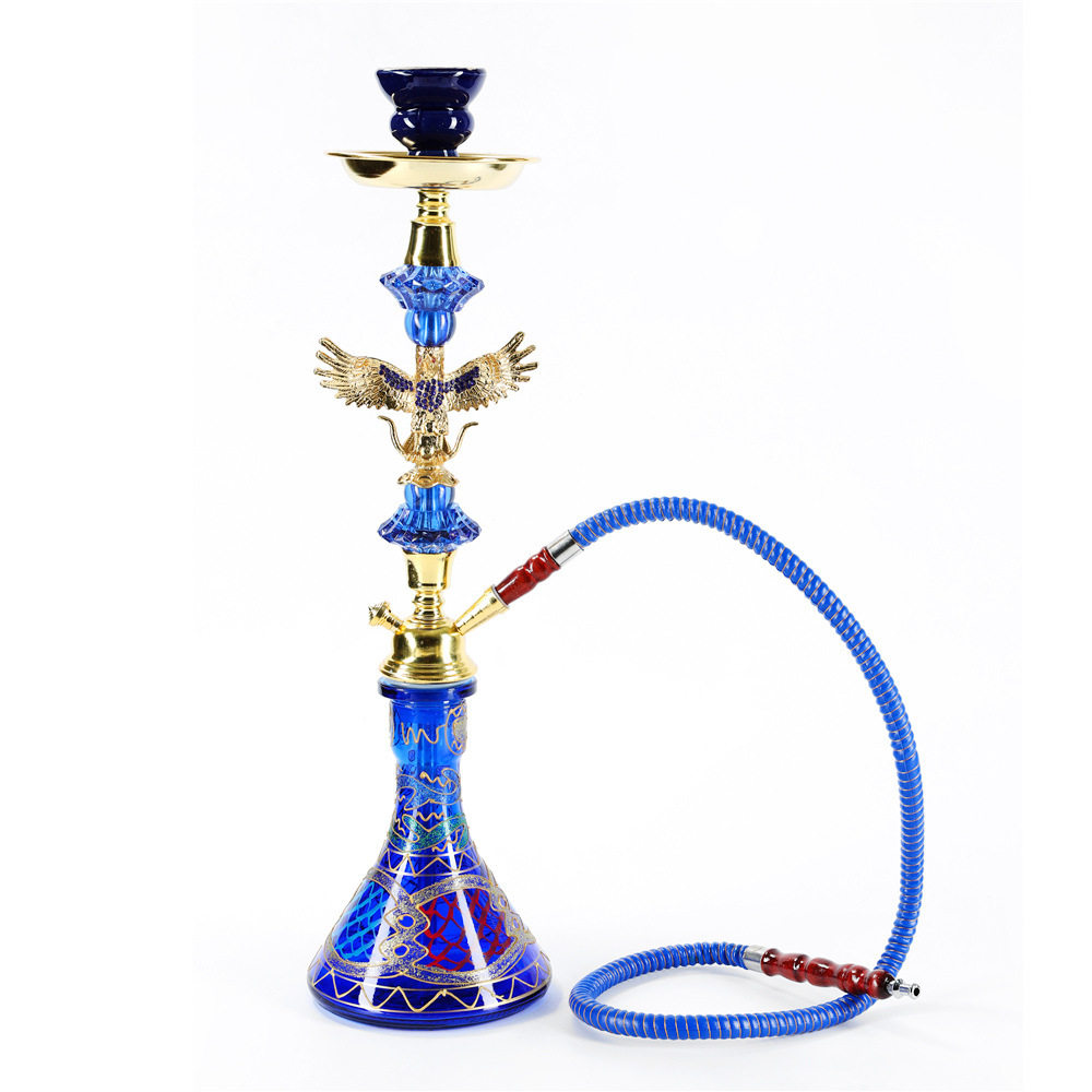厂家现货跨境水烟 中号单管金色老鹰水烟壶 含全套水烟配件hookah