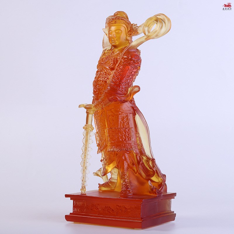 琉璃韦陀护法关公伽蓝菩琉璃关公武财神铜关二爷摆件家用桌面摆件