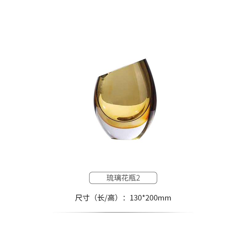 简约现代琉e璃花瓶样板房软装家居饰品客厅创意玻璃花器工艺品摆