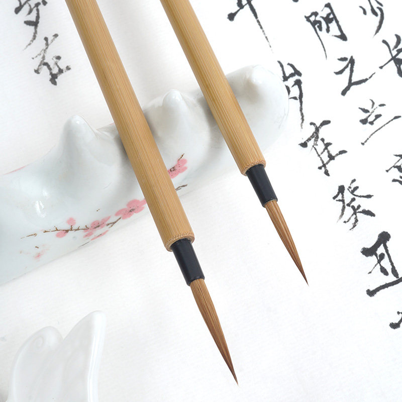 秋宏斋劲草狼毫手工小圭笔国笔水描画工画白彩勾线毛笔