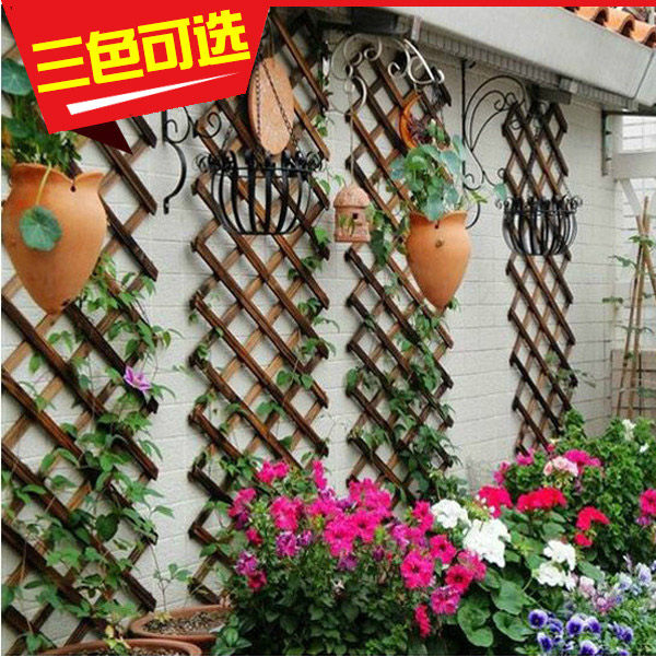 爬藤架篱笆防腐木饰栏围栏伸缩木拉网阳台墙面网栅装格花架攀爬架