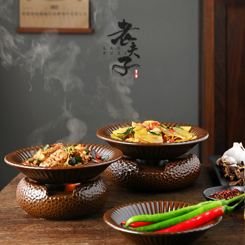 陶瓷干锅专具家用套装商锅饭店酒精炉固体小砂锅耐高温燃气灶用用