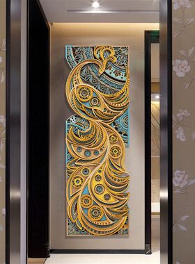 凤栖立桐梧体玄关客厅装饰奢轻画高级感餐厅挂画新款壁画