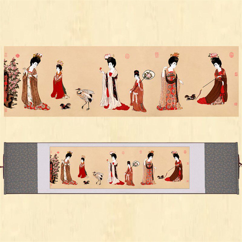 礼锦蜀绣国风客物四川特色刺绣手工艺品簪花仕女蜀厅卷轴挂画送礼