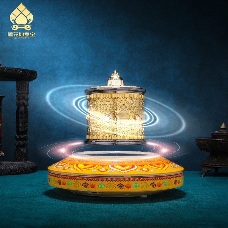 电动件浮转金家用指捻转筒家居桌面摆悬转动简手拨轮转筒转金桶经