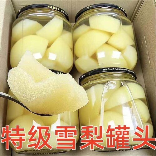 新鲜雪梨罐头水果罐头510GX4瓶罐头水果糖水梨球罐头玻璃瓶大块梨