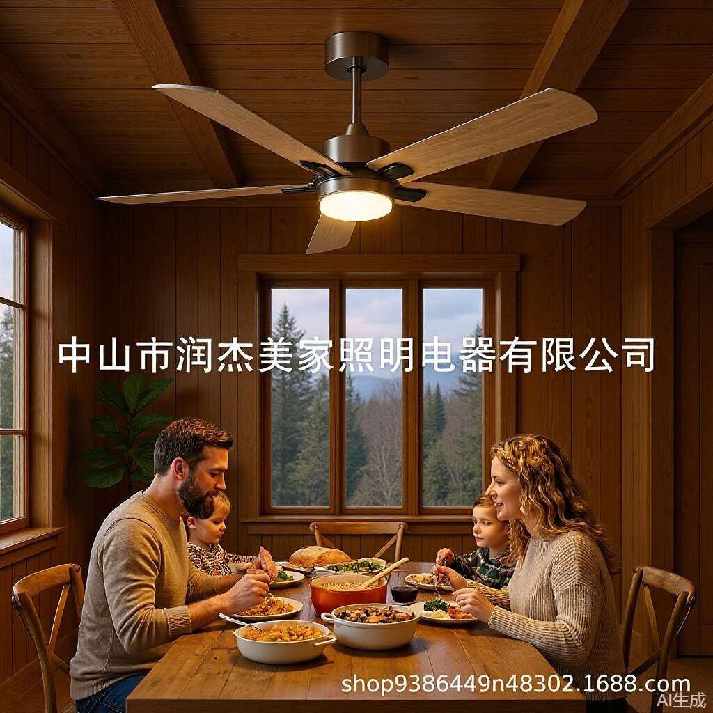 北欧夹板吊扇灯风扇灯吊扇厂家直供电风扇吊灯全光谱光源楼梯壁灯