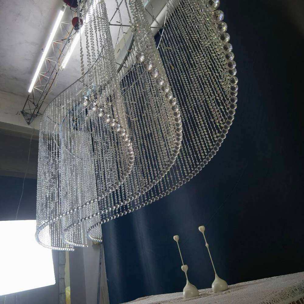 新款婚庆道具亚克力水晶珠帘枝形吊灯橱窗舞台婚礼场地布置装饰灯