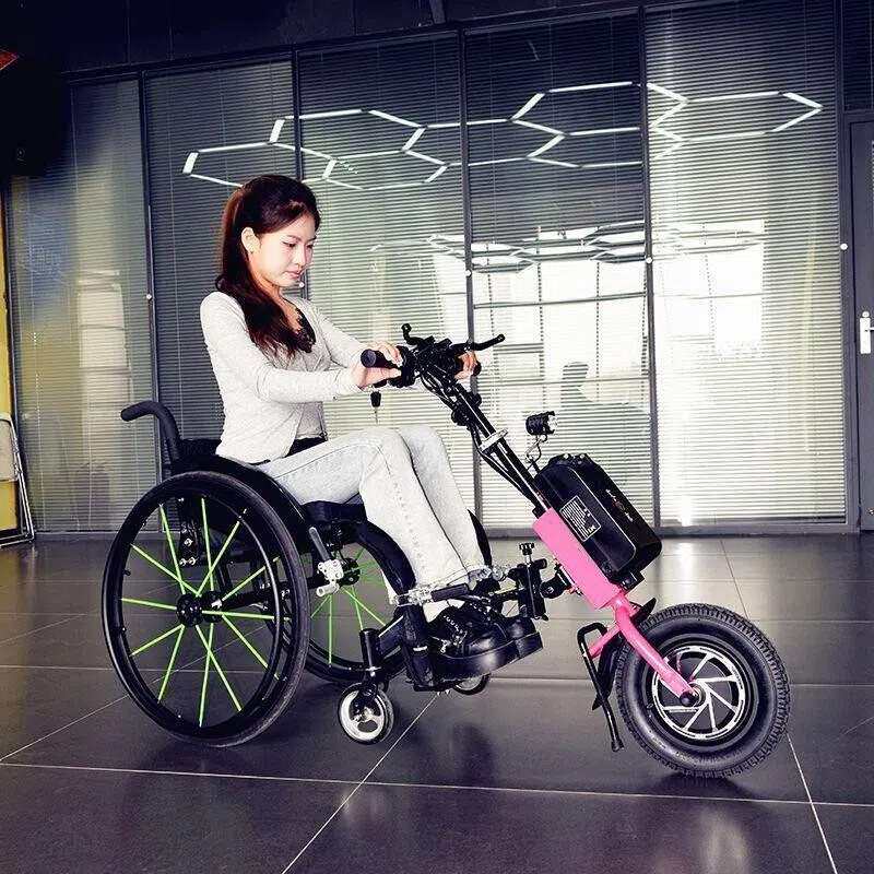轮椅车头电动轮椅助力车头老人手推三轮代步车手摇牵引拖车