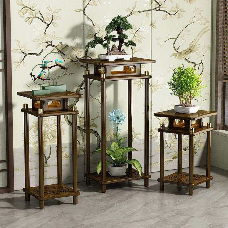 花架子室内家用新中式办公室花架阳台花架实心楠竹花架书房花盆架