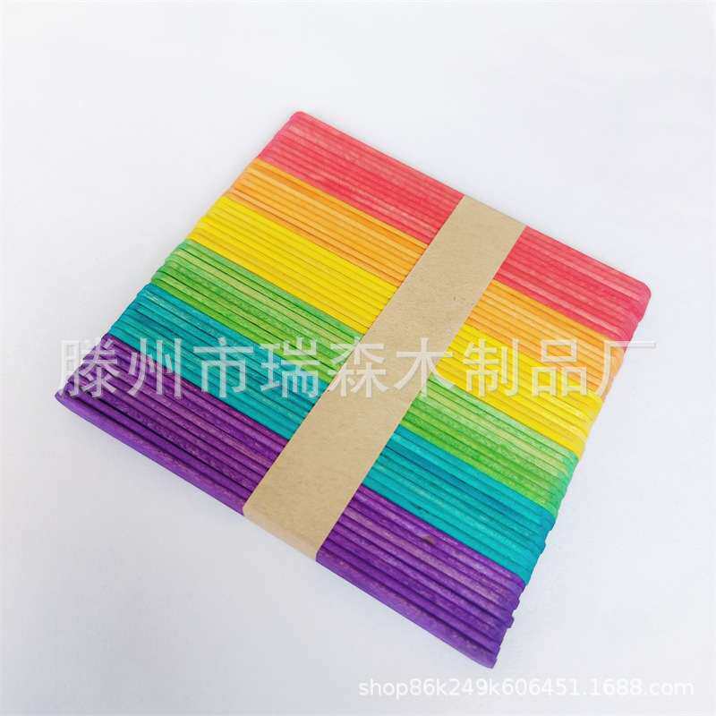 雪糕棒114*10*2彩色面曲木棍手工制作材料冰棍棒拼装材料