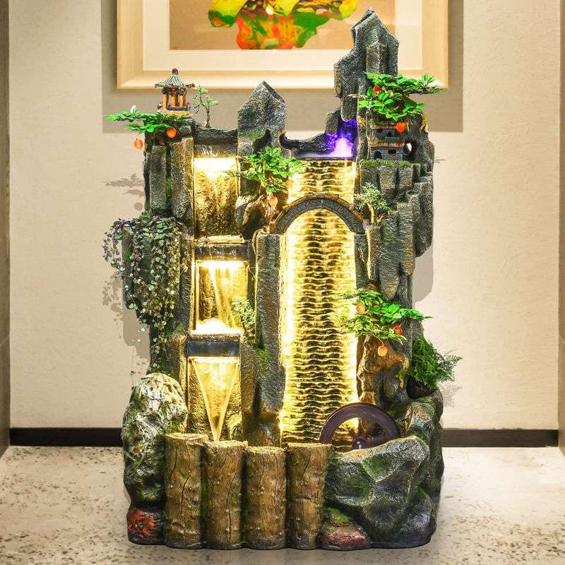 大型假山流水喷泉客厅装饰摆件花园庭院水景鱼池办公室招财风水轮