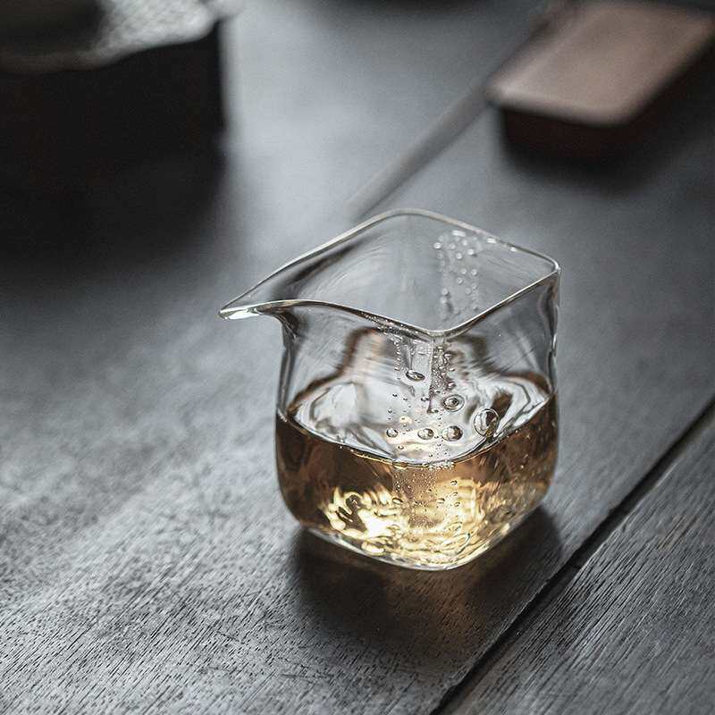 饴山琉璃四方公道杯手工吹制气泡高硼硅茶海分茶器创意手工茶器图片