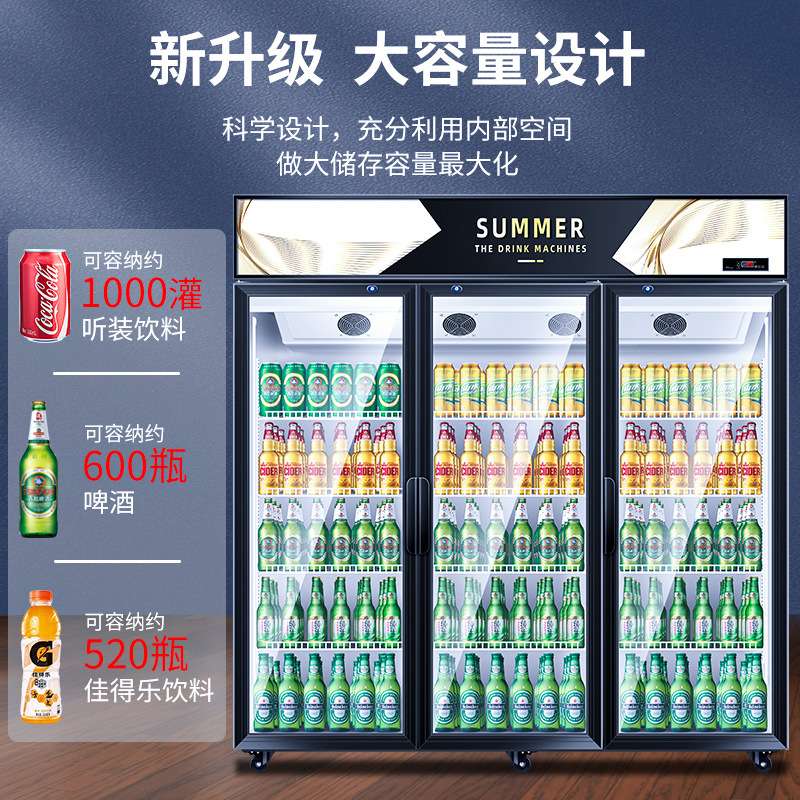 啤酒冷藏柜饮料冷藏展示柜保鲜柜立式冷柜单双三门啤酒柜饮料柜