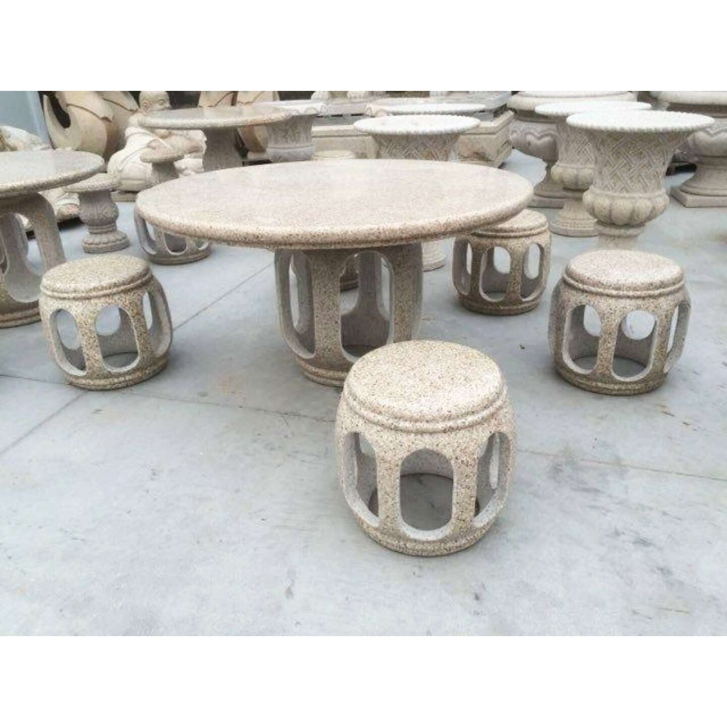 仿古石雕桌子 中式庭院别墅家具园林家居装饰产品 石刻圆桌凳子