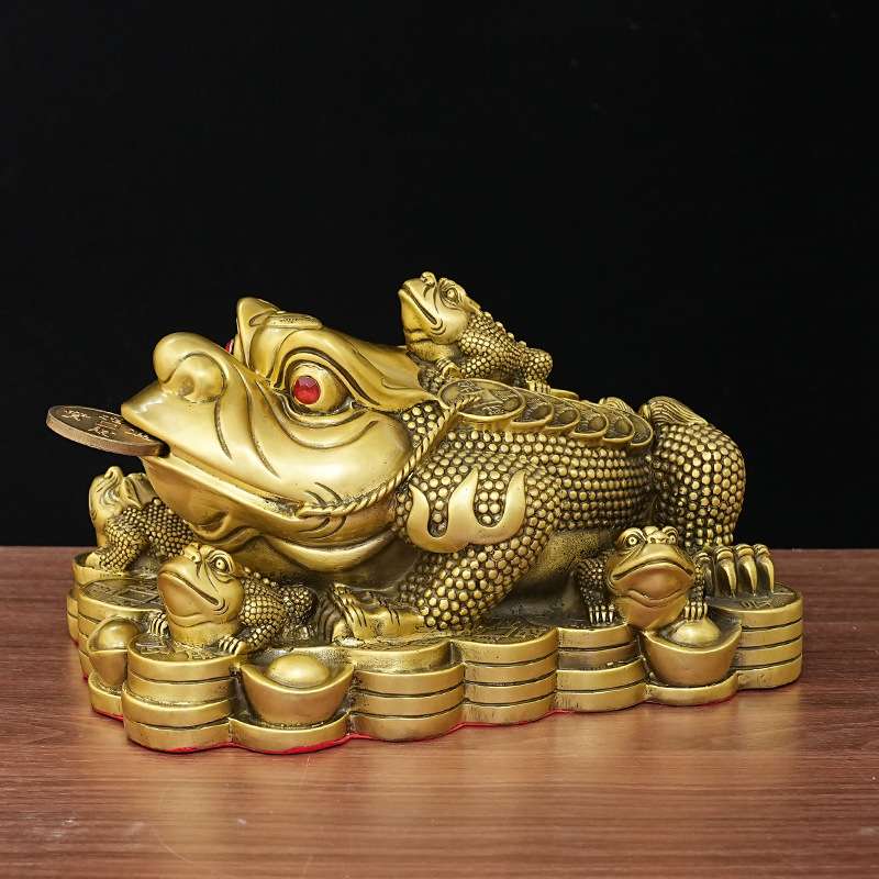 铜招财摆件金蟾对蟾摆件三足蟾蜍金蝉七星玄关办公室桌面装饰开业