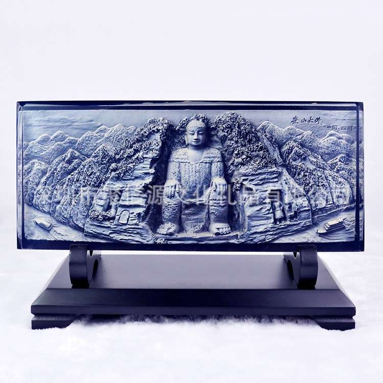 敦煌莫高窟水晶浮雕砖雕中式家居饰品摆件树脂工艺品旅游纪念品