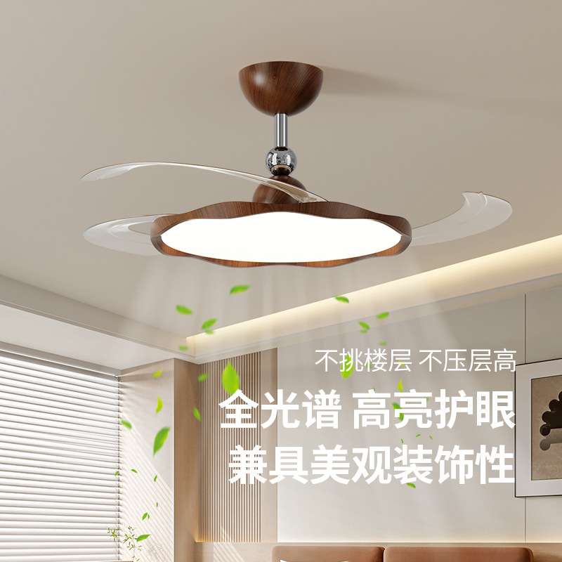 北欧超薄隐形风扇灯客厅灯 简约卧室灯全光谱护眼餐厅电风扇吊灯图片