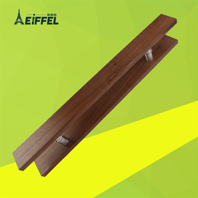 加厚实木拉手 玻璃门拉手 黑色雕刻字体新中式方形推拉橡木把手图片