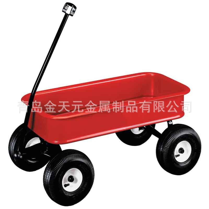 便携式儿童木头拖车 花园施w肥木制工具手推车 四轮户外木头拖车
