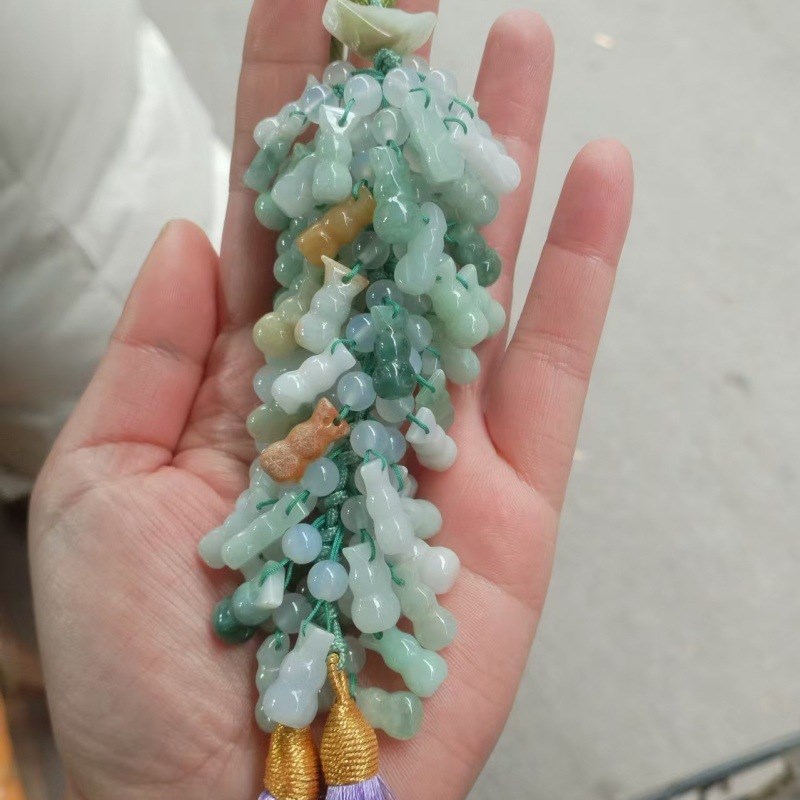翡翠车挂 翡翠葫芦 树叶 平安扣汽车挂T件 吉祥车挂