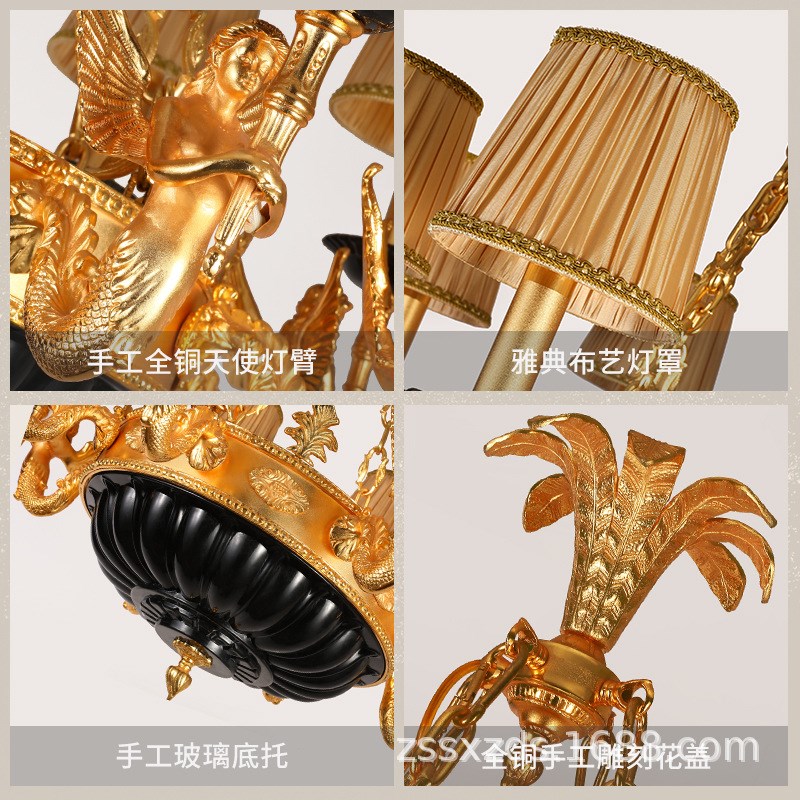 法式全铜客厅吊灯欧式铜灯家用灯具别墅灯N餐厅卧室灯新古典灯饰
