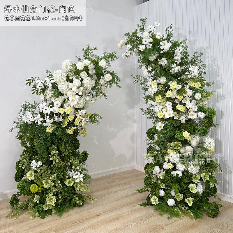 新款婚庆铁艺拱门花架牛角门羊角门户外婚礼布置拱门结婚背景装饰
